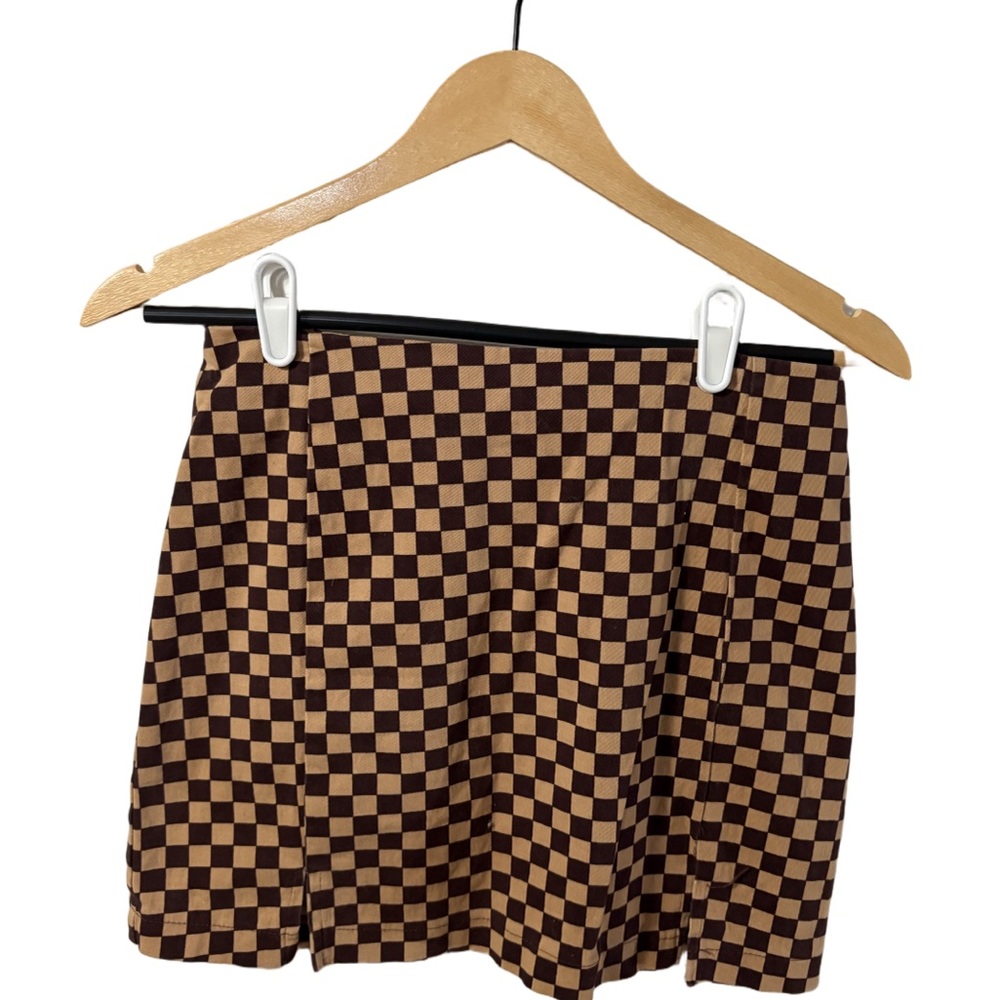 Love on a Hanger Brown and Black Checkered Skirt